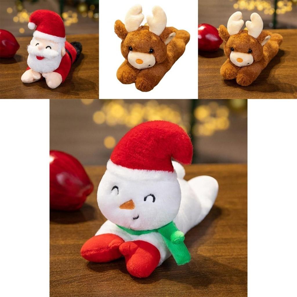 Cute Christmas Santa Claus Plush Doll Toy With Wrist Paddle Bracelet For Children 25cm Height