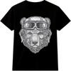 Aviator Bear T Shirt Helmet Goggles Graphic Tee Vintage Animal Sketch Pilot Top