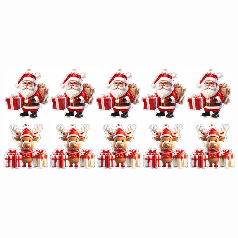 Christmas Tree Hanging Ornaments Acrylic Snowman Santa Elk Pendant Xmas Home Party Decor Holiday Gift Decoration Supplies