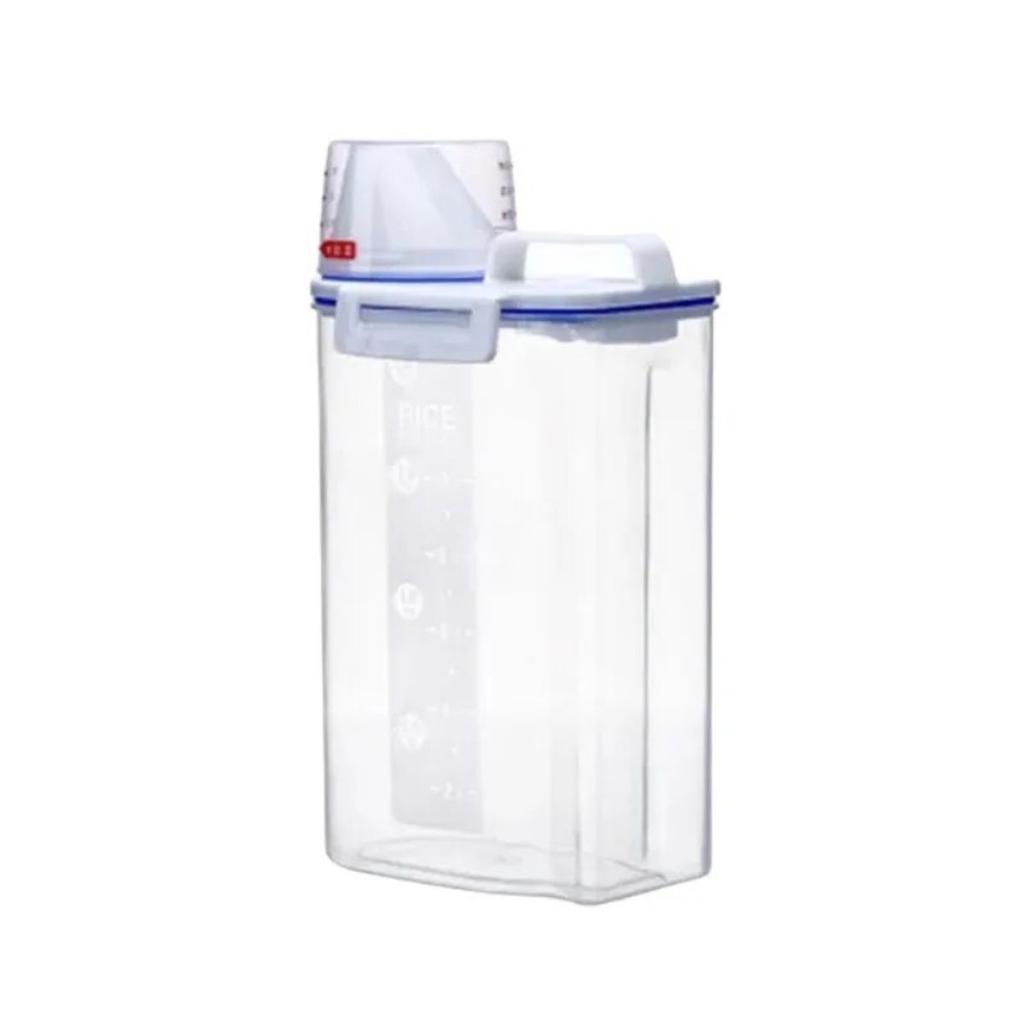 1pc Rice And Grains Food Storage Canister With Measuring Cup, Kitchen Moisture-proof And Insect-proof Dust-proof