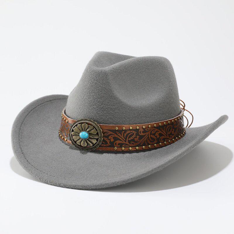 Men and Women Woolen Felt Hat European and American Jazz Hat Curled Top Hat Ethnic Style Sun Protection Hat Cowboy Hat