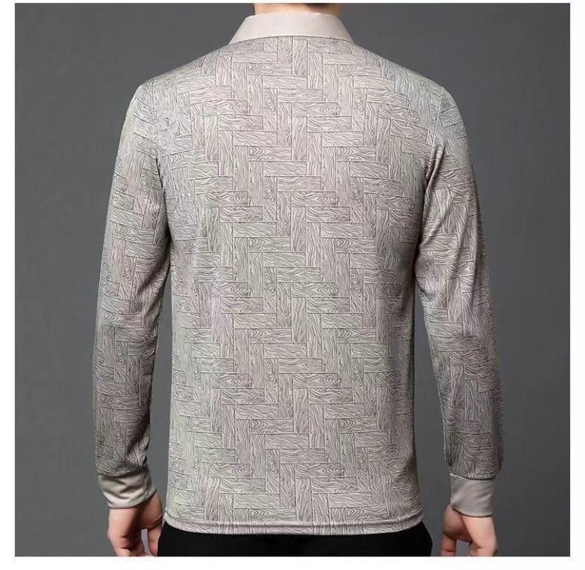 New Men T Shirt Polo Shirt Long Sleeve Autumn Casual Turn Down Collar Printed Fashion Business Outdoor Basic Men Top