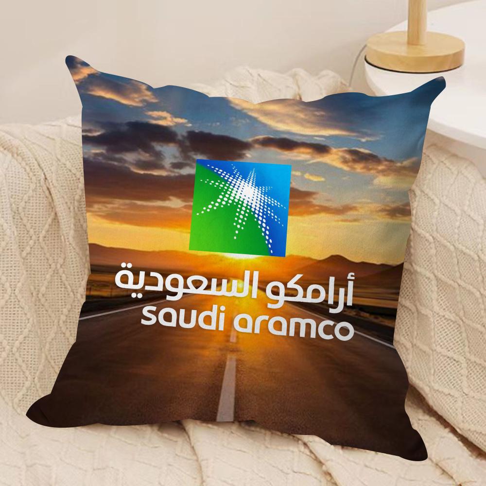 S-Saudi A-Aramco Cushion Cover Soft Plush Fabric Double-Sided Printed Sofa Cushion Cover for All Seasons Home Decor Gift