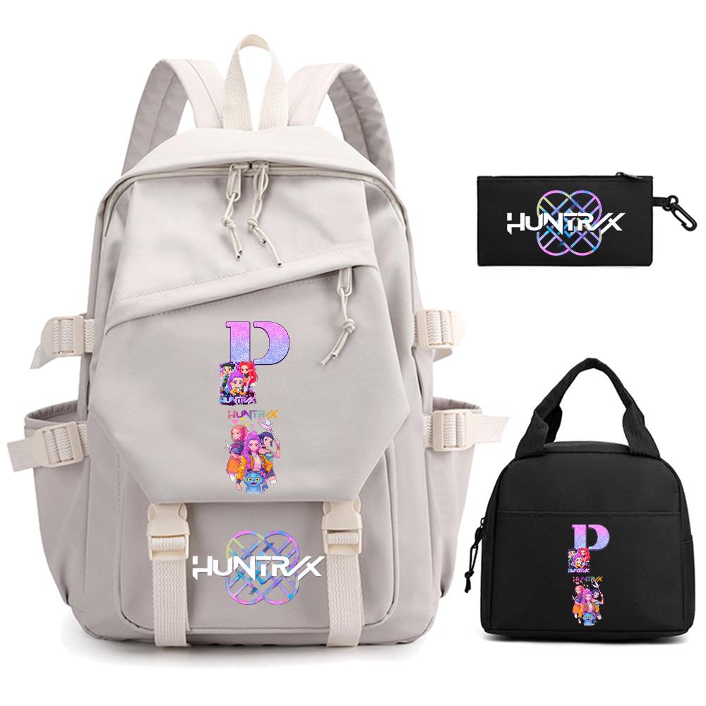 3-teiliges/Set Anime Cartoon Englischer Buchstabe A-Z Bedruckter Rucksack für Jungen Mädchen Schultasche Kinder Studentin Frauen Reisetasche Kindergeschenk
