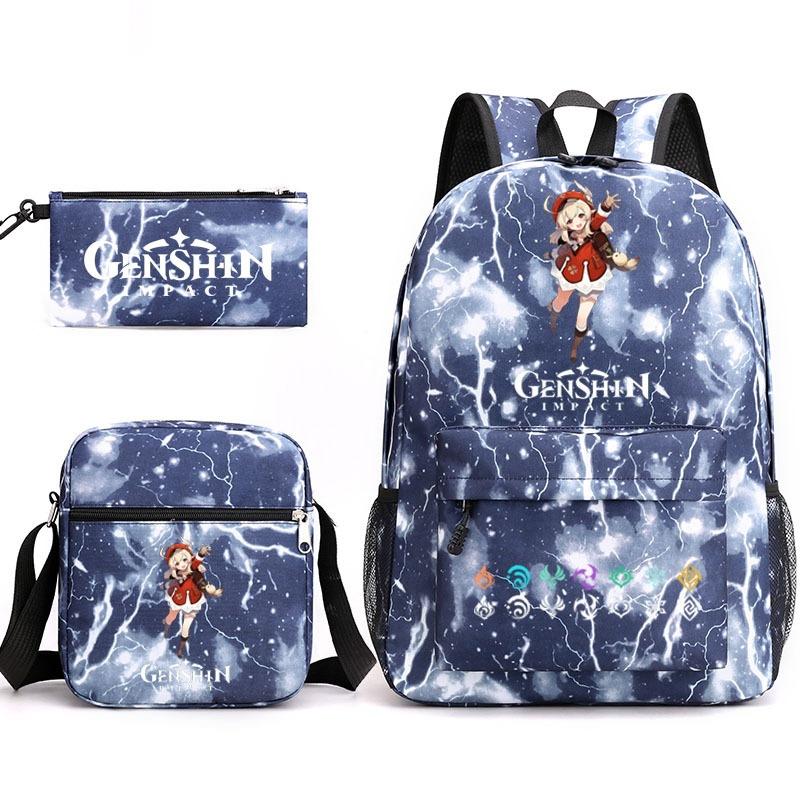 Genshinimpact Yuanshen School Bag Three-Piece Pencil Case Shoulder Bag Backpack