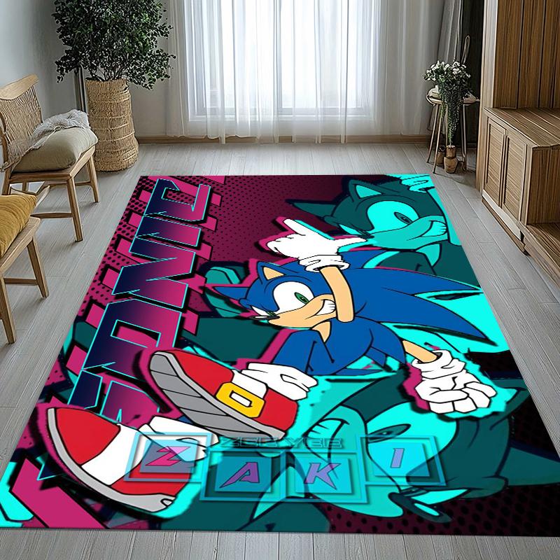 Retro S-Sonic Cartoon Games Living Room Non-Slip Area Rug Soft Carpet for Bedroom Kids Playroom Sofa,Home Decor Doormat Gift