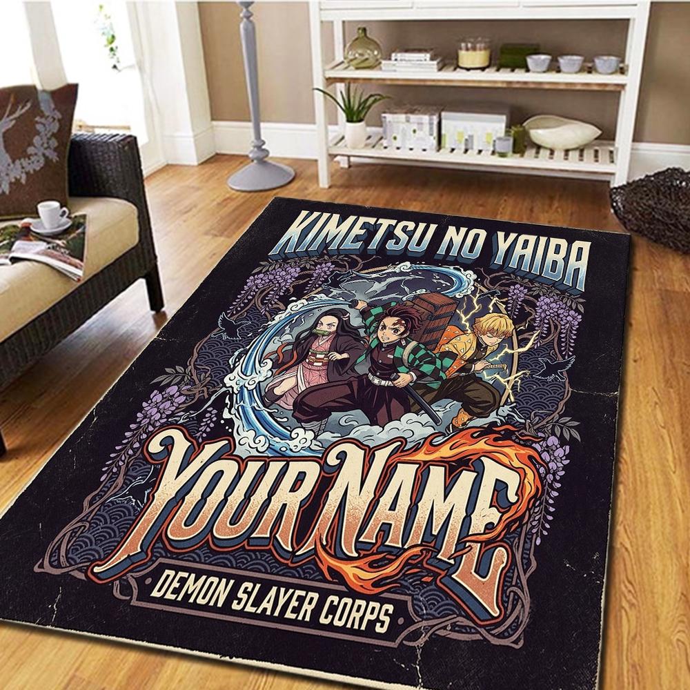 Name Custom Demon Slayer Kimetsu no Yaiba Carpet for Living Room Bedroom Home Decor Movie Themed Play Floor Mat -HE31