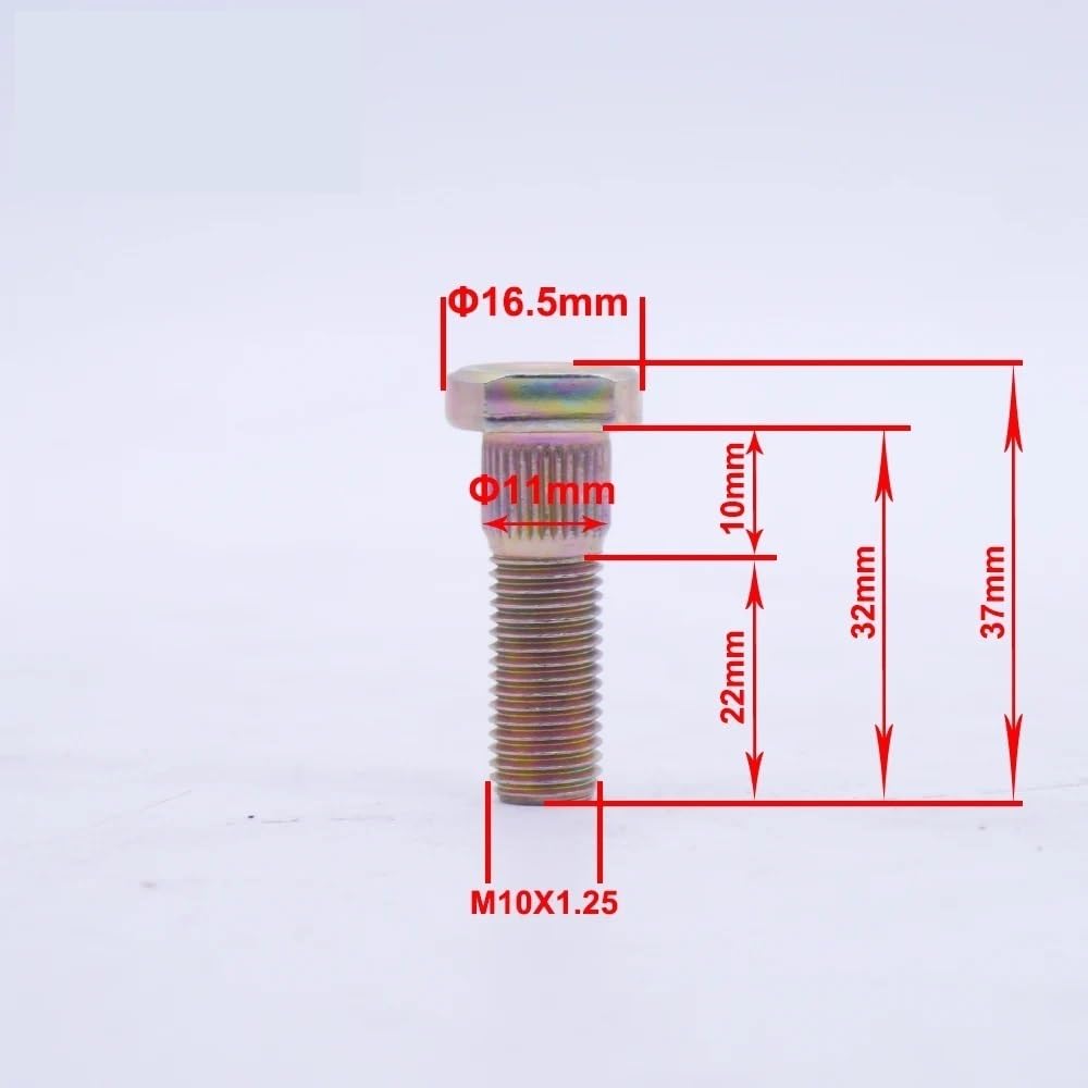 4pcs M10 x 1.25 x 32mm Wheel Rim Hub Stud Bolts Compatible with ATV Buggy Quad Bike Go Kart Parts