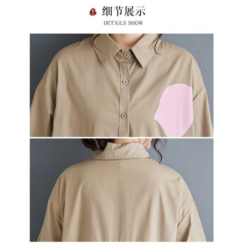 Plus Size Printed Splicing Casual Simple Sweetheart Long Sleeve Dresses