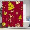 Christmas Shower Curtain Festive Red Background with Candy Canes Trees for Bathroom Decorations Perfect Gift Idea #9042381657