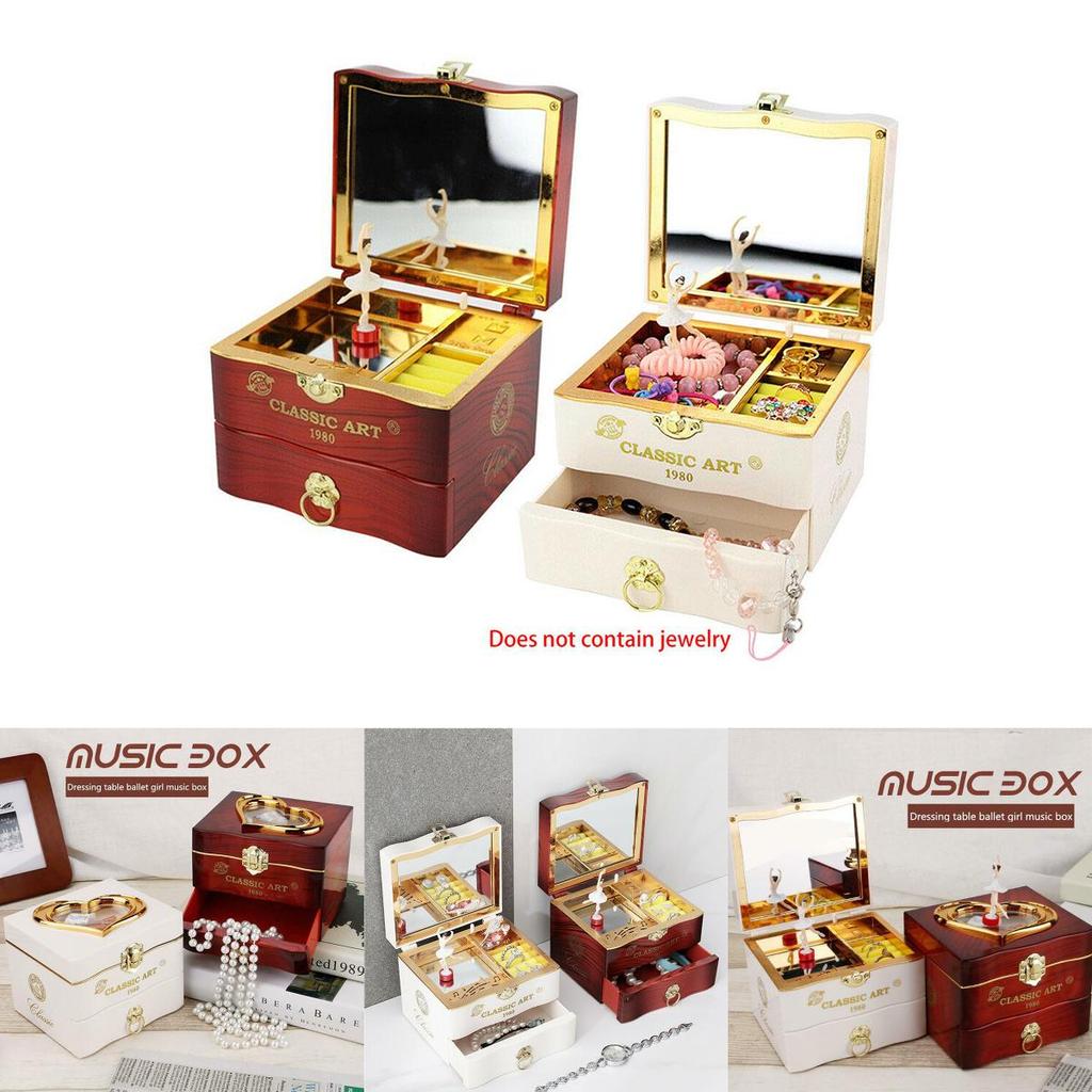 Enchanting Retro Music Box With Rotating Ballerina And Elegant Jewelry Storage