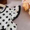 Abito alla moda da bambina con stampa pois - Abito estivo da principessa per bambini con fiocco