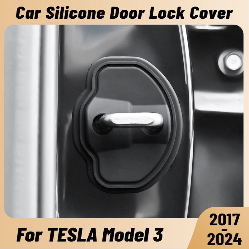 For TESLA Model 3 2017-2024 Car Door Shock Absorber Door Lock Protector Silicone Auto Door Lock Latches Cover Accessories