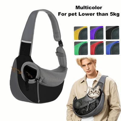 Hand-Free Dog Sling Carrier Breathable Mesh Travel Shoulder Bag for Small Dogs Cats