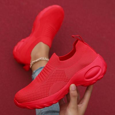Red Casual Sports Shoes for Women Comfort Mesh Tennis Shoes Light Sneakers Women 2026 New Plus Size 43 Student Vulcanized Shoe