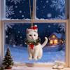 Christmas Pendant 2D Acrylic Cat Wearing Xmas Wreath Charm Car Hanging Ornament Home Office