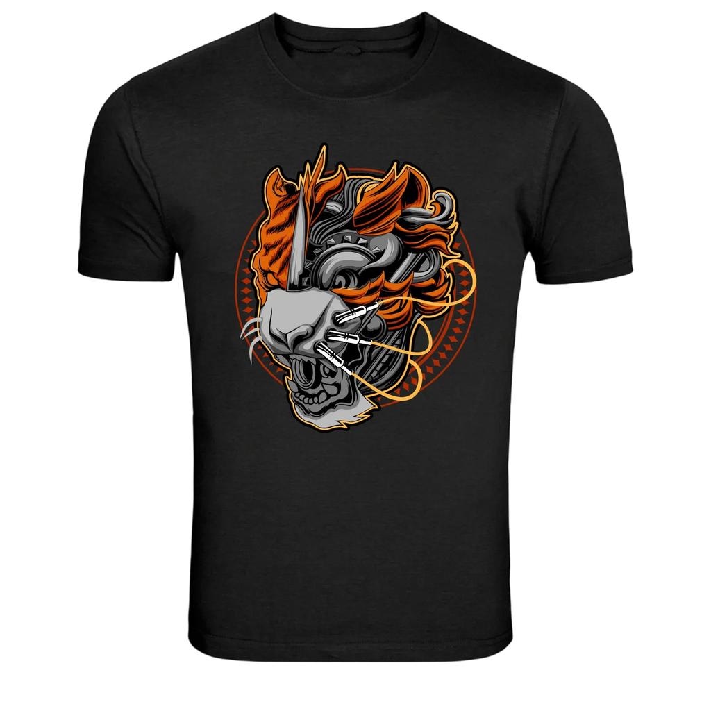 Cyberpunk Skull Tech Brain Graphic T-Shirt