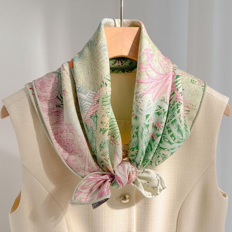 70% Wool 30% Real Silk Scarf For Women Shawls Wraps Foulard High Quality Scarves Pashmina Female Hijab Bandana Kerchief 65Cm