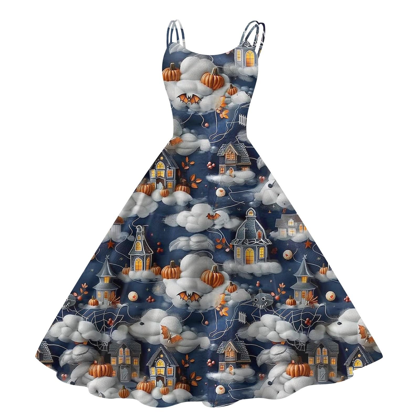 

Women s Fashion Casual Halloween Print Sexy Off Shoulder Punk Retro Dress S