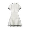 Academy Style Sweet Lapel Contrasting Color Chest Bow Strap Short Sleeve Dress Women's Elastic Waist Sweet Short Skirt
