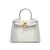 Crocodile Bone Pattern Kelly Bag Cowhide Handbag Fashion Genuine Leather Women's Bag Shoulder Bag