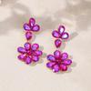 Water Crystal Peach Blossom Earrings For Women Party Evening Wear Fashion Jewelry