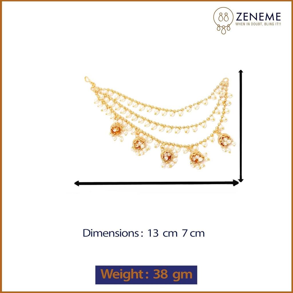 Traditional Brass 18 K Gold Plated Wedding Jewellery Bahubali Inspired Long Chain Jhumki Earrings for Women and Girl