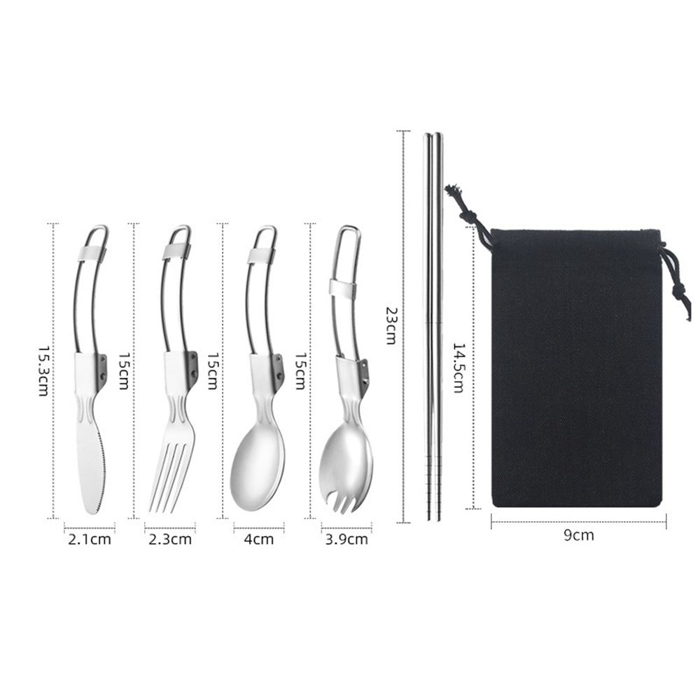 Flatware Lunch Utensils Kitchen Tool Folding Fork Serving Spoon Folding Cutlery Set Tableware