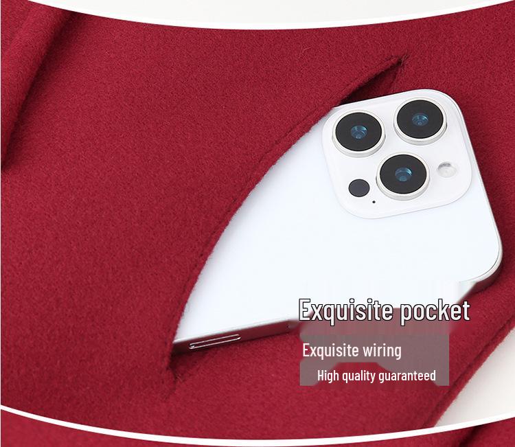 Elegant Embroidered Woolen Coat for Middle-Aged & Elderly Women – Spring & Autumn Fashion