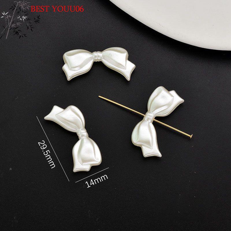 (YOUU06)10Pc White Bowknot Bow Acrylic Bead Loose Spacer Charm Bead For Jewelry Making Set DIY Bracelet Necklace Accessory