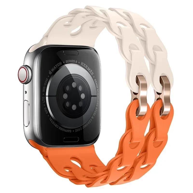 Silicone Strap for Apple Watch Ultra 2 Band 49 44 45 46 42 38 40 41mm Sport Correa Bracelet for Iwatch Series10 9 8 7 6 5 Se 4 3