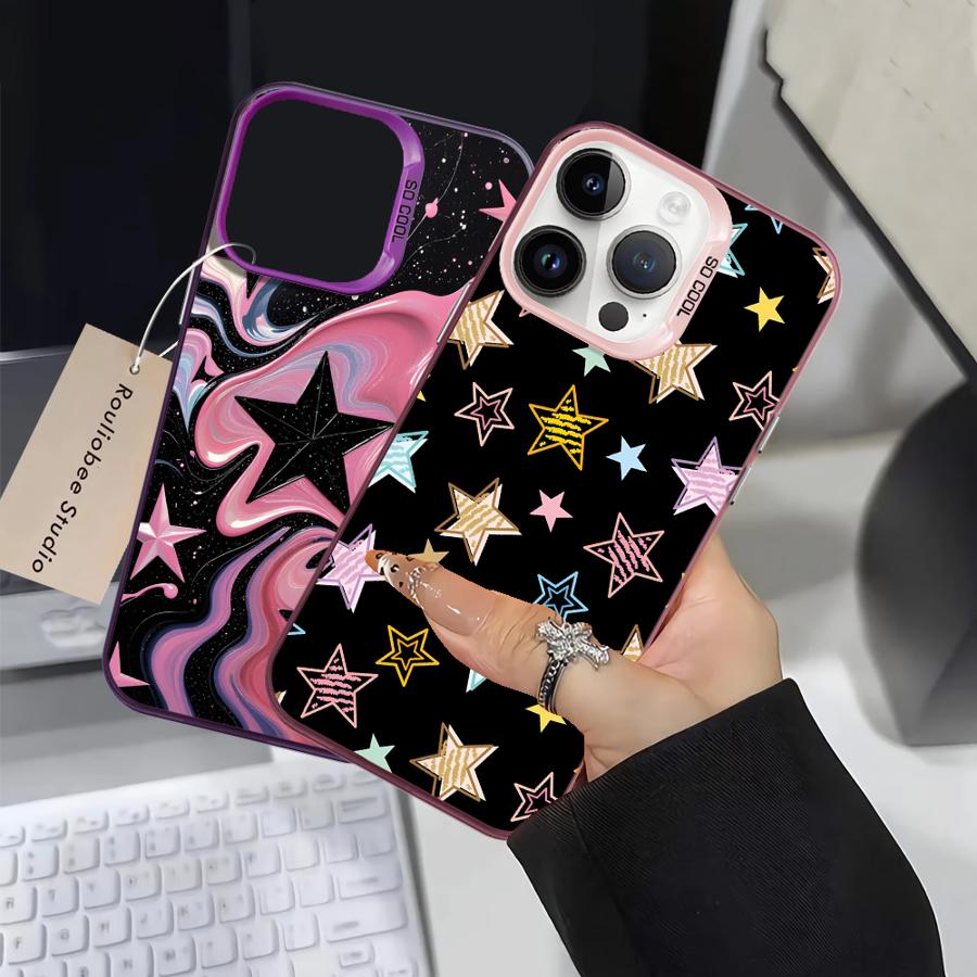 Star Pattern Art Case for iPhone 17 Pro Max XS 11 13 Pro 12 XR 15 Plus 16 Air 14 Back Phone Cover