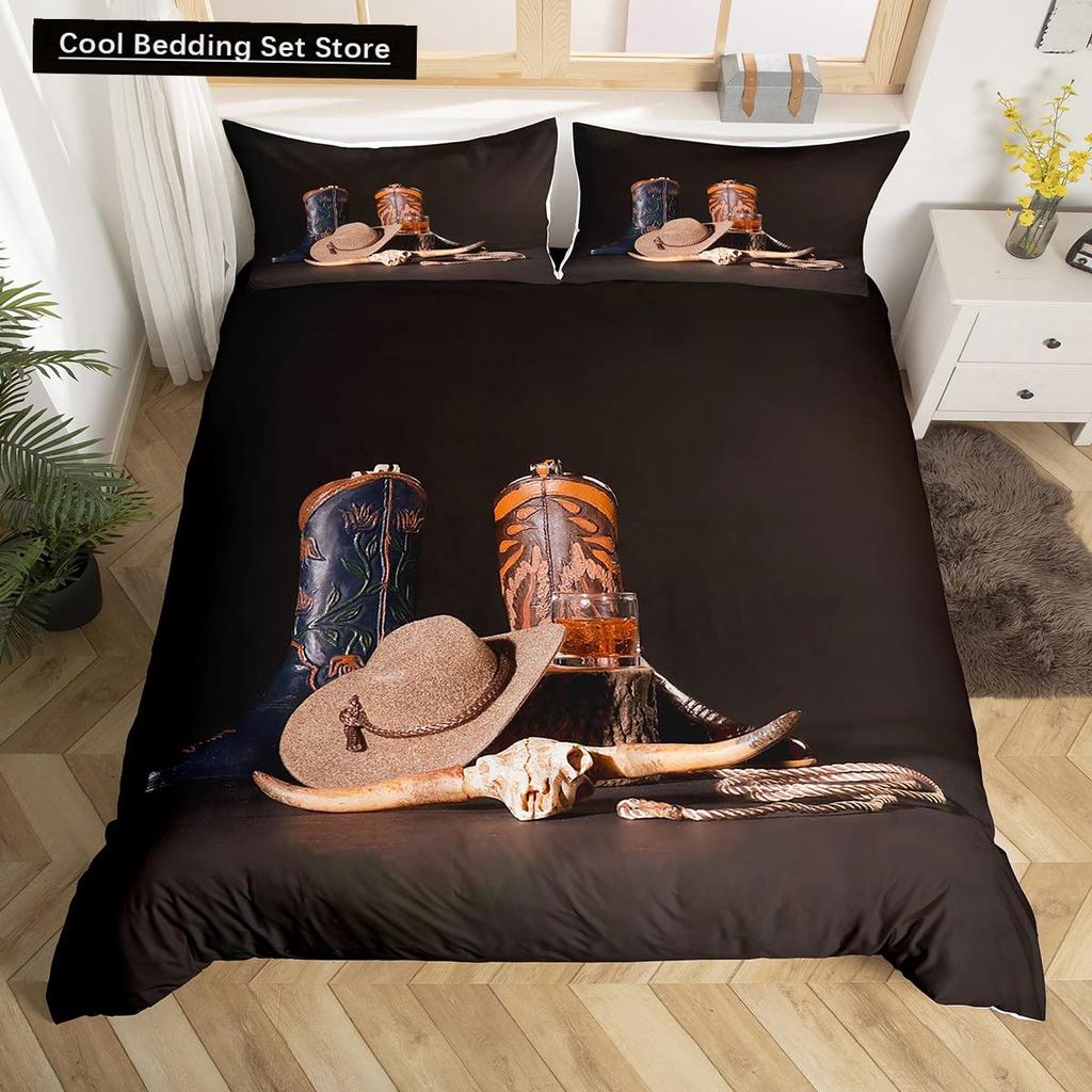 Westernowy Kowbojski Zestaw Pościeli King Queen w Stylu Vintage Rodeo Poszwa na Kołdrę Męska Młodzieżowa Chłopięca Koń Poszwa na Kołdrę Poliestrowa Poszwa na Kołdrę