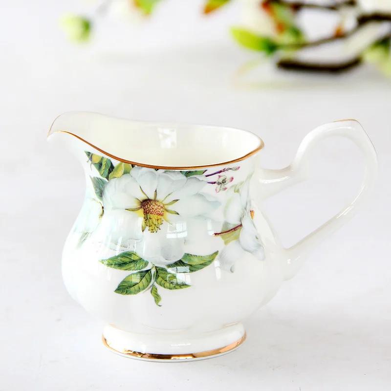 Bone China Flower Tea Cup Set, British Services Coffee Pot, Cups and Saucers, Ceramic Teapot, Sugar Bowl, Milk Jug Suit, Teaware