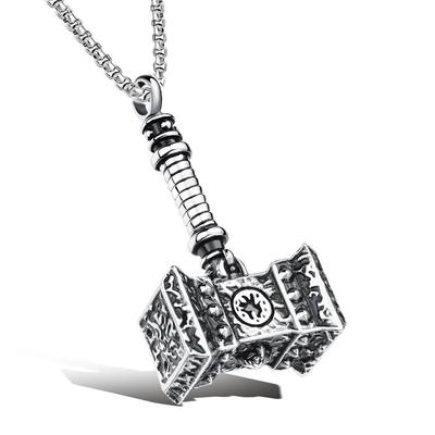 Necklace Men'S Personality Stainless Steel Domineering Retro Fashion Titanium Steel Thor Hammer Pendant Pendant Accessories Necklace