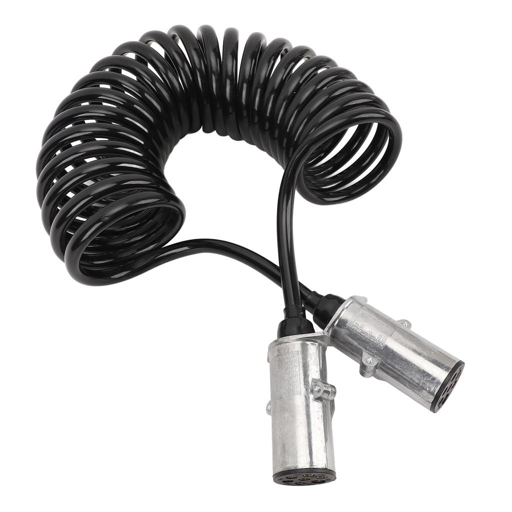 7 Way Trailer Cord Heavy Duty Coiled 7 Way Electrical Power Wire for Semi Trucks Tractors Trailer