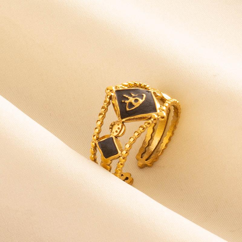 Черная Эмаль Позолоченное Сердце Огненный Сглаз Нержавеющая Сталь Кольцо Винтажные Кольца Для Пальцев Солнце Луна Звезда Для Женщин Мужчин Кольцо