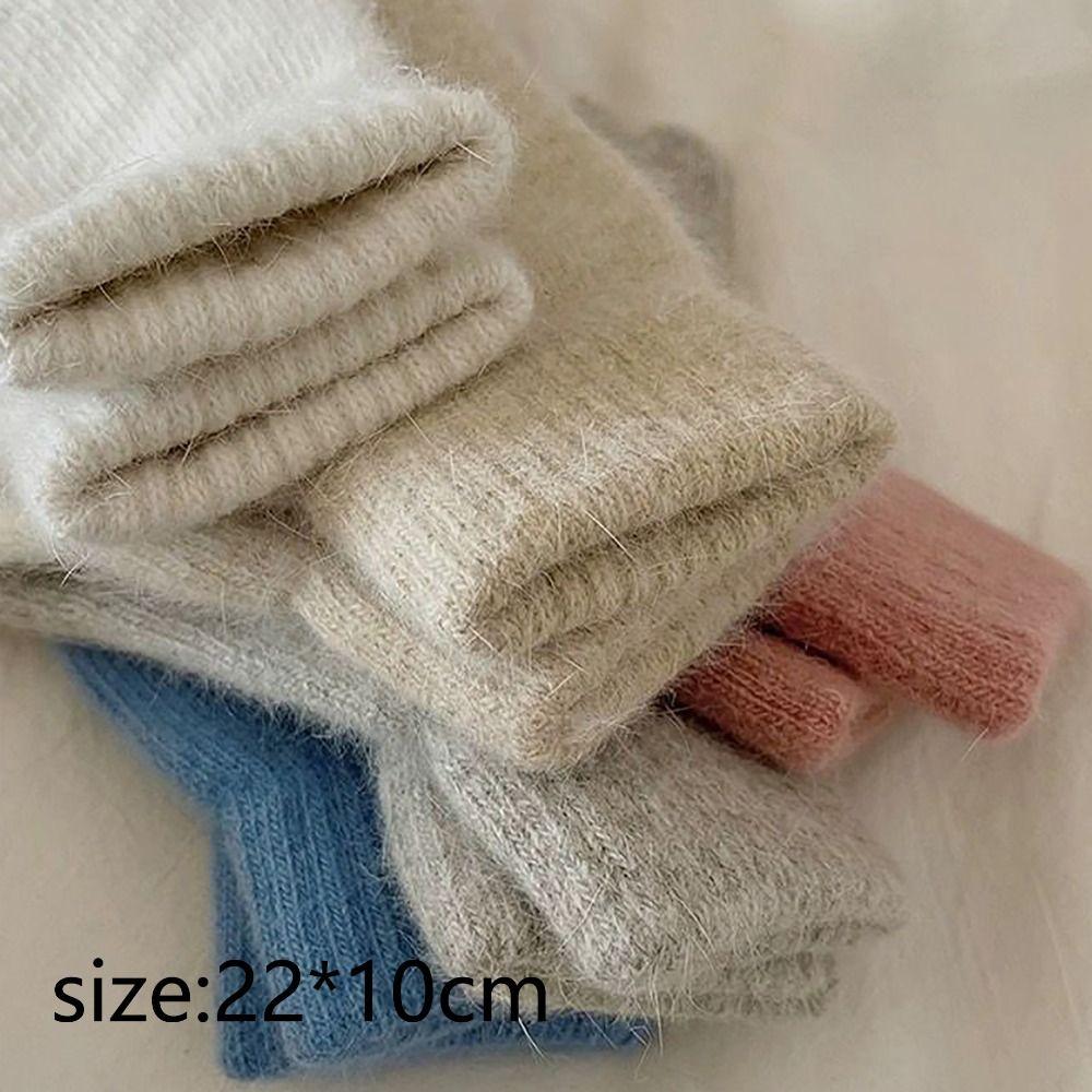 Candy Colored Winter Velvet Gloves Winter Warm Finger Gloves Knitted Gloves  For Woman Girls Maiden