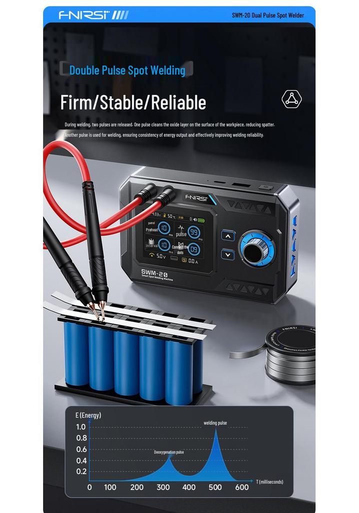 FNIRSI SWM-20 Battery Spot Welder: Handheld Lithium Battery Spot Welding Pen for DIY Assembly.