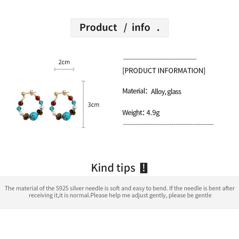 Ethnic Style Faux Turquoise Earrings Water Droped Textured Beaded Earringdrop Ear Jewelry Accessory Irregular Stone