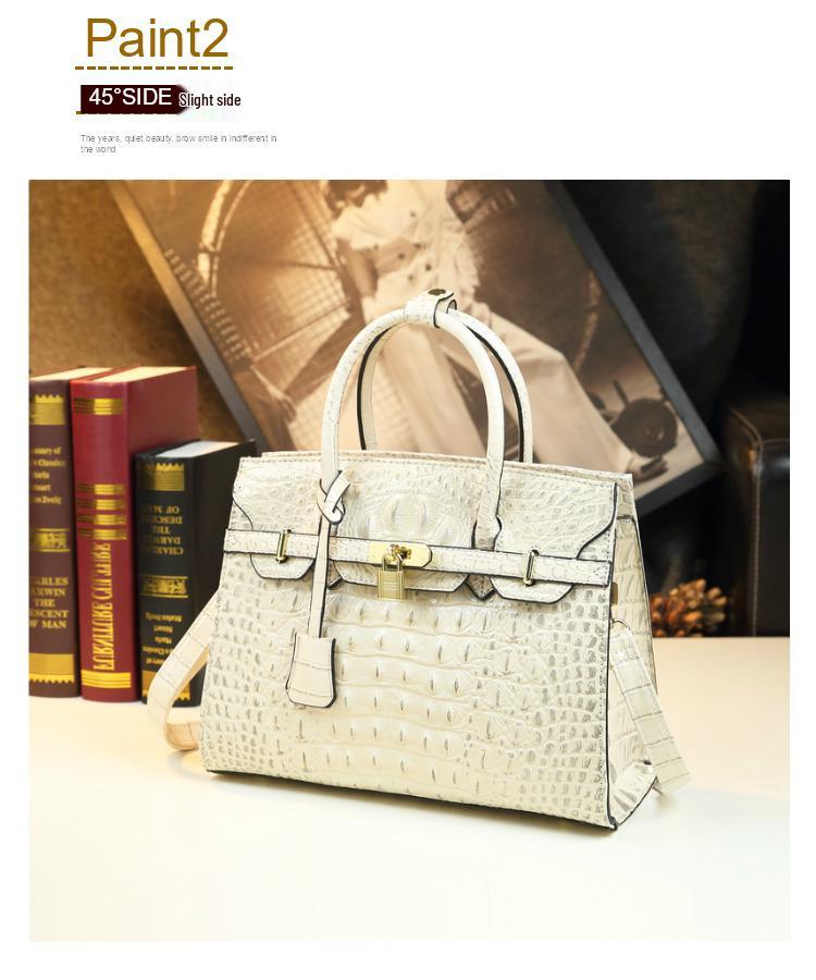 Europäische & Amerikanische Krokodilmuster Platin Handtasche: Groß, Hartleder, Stilvoll für Frauen