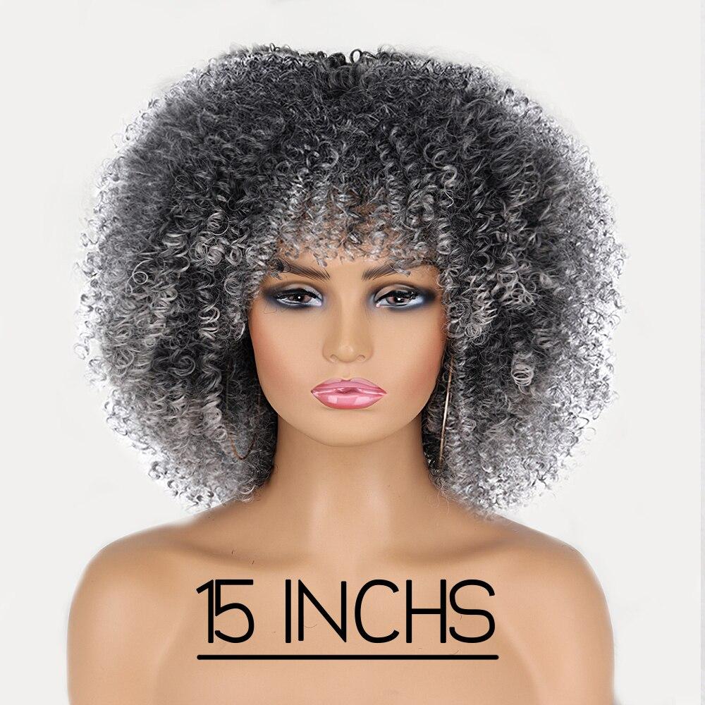 XINRAN Afro Women Fashion Short Kinky Curly Wig with Bangs Synthetic Fiber Brown Black Blonde Color Short Curly Wig Daily Wear