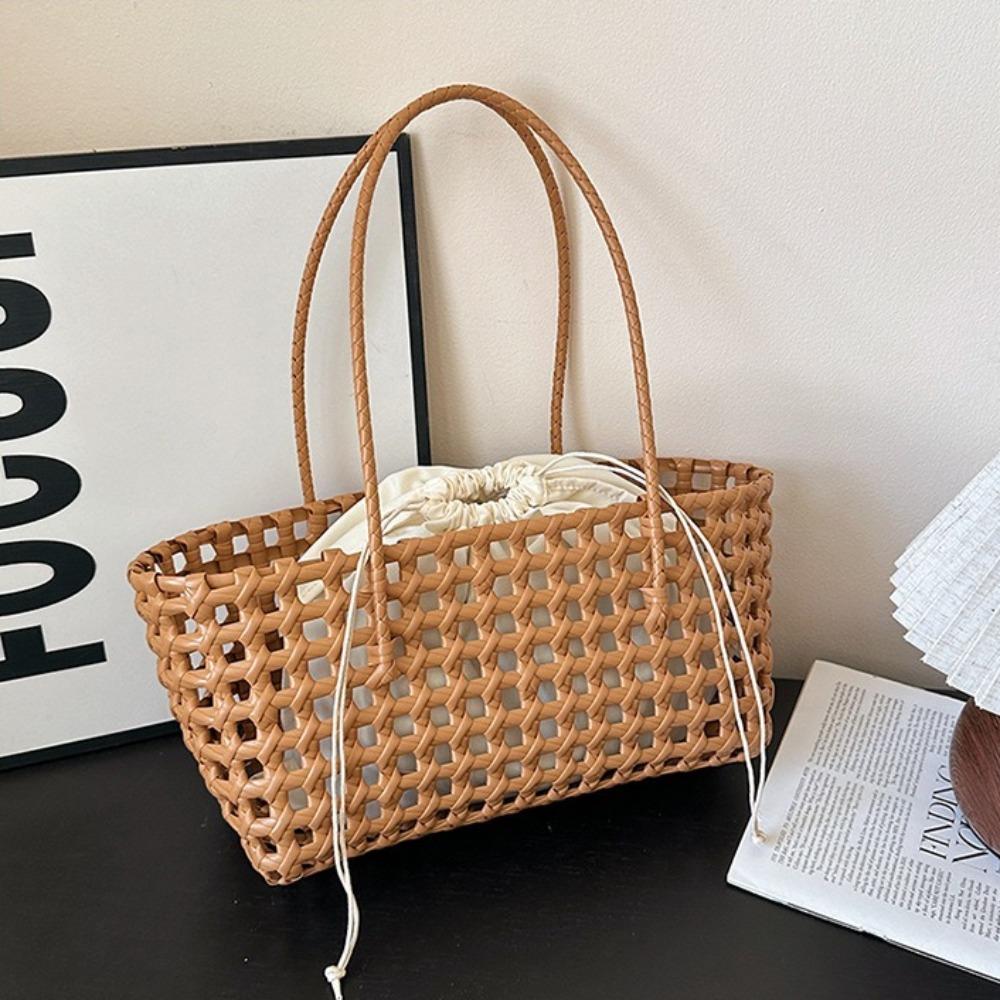 Gemüsekorb Damen Strohtaschen Damen Sommer Strandtasche Dame Reisetaschen Designer Handtasche Handgefertigt Gewebte Rattantüte Schulter