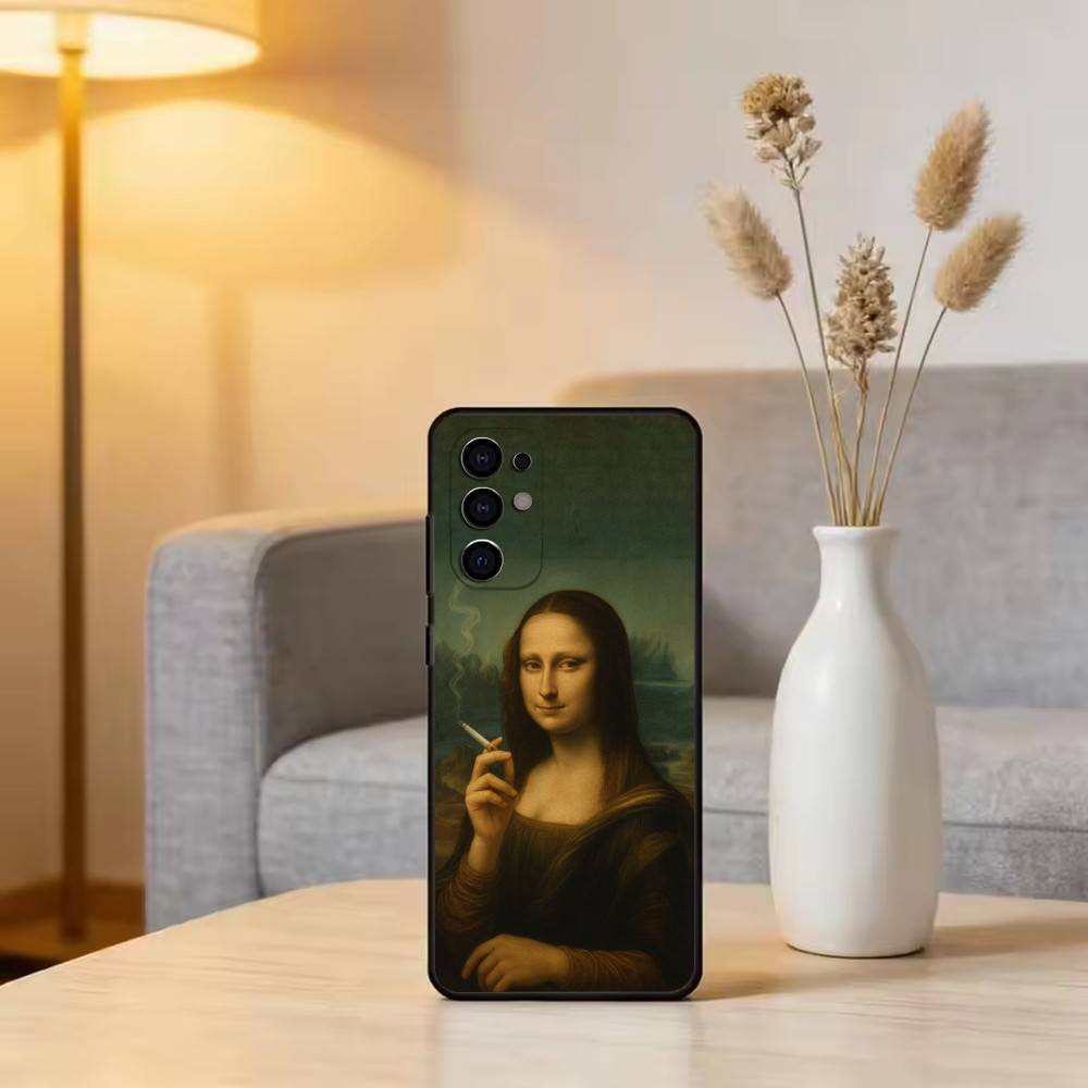 

Humorous M-Mona L-Lisa Art Phone Case For Samsung S25,S24,S21,S22,S23,S30,Ultra,S20,Plus,Fe,Soft Silicone Black Cover Samsung S22plus5G
