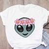 Women Graphic Cartoon Alien Color Ladies Summer Print T Shirt Shirt Tops Lady Clothes Womens
