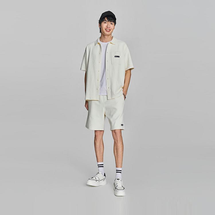 Comfortable Logo Woven Label Short Sleeve Casual Shirt Men shirts Off-White LMT008131204443A05173