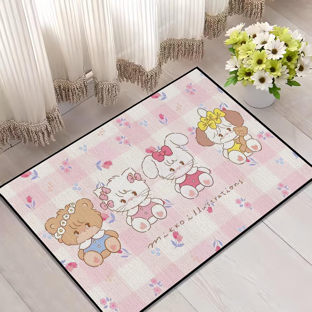 Small Carpet For House Bedroom Decoration Kitchen Bath Illustrations Super Absorbent M-Mikko Cute Rug Carpet Foot Non-slip