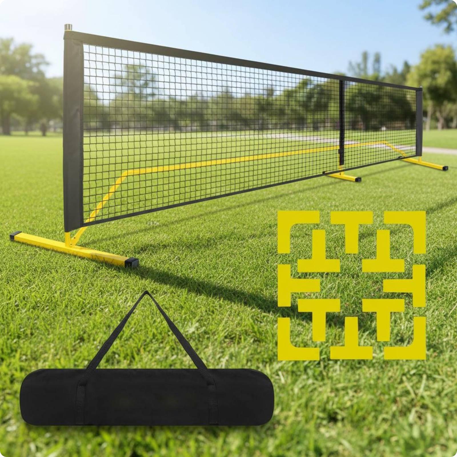 Set Pickleball Cu Marcaje pentru Teren Ușor de Montat Set Marcaje Teren Pickleball Echipament Sportiv Pliabil Include Geantă de Transport