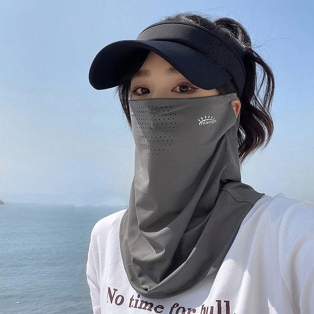 Letter Ice Silk Sunscreen Mask Sun Protection Neckline Face Cover Summer Face Veil  Female/Male