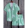 Seturi de cămașă cu mânecă scurtă pentru bărbați la modă, cu imprimeu, plajă, nucă de cocos, în carouri, costume hawaiene, cu rever, cămașă ocazională, pantaloni scurți, îmbrăcăminte stradală de vară 3D